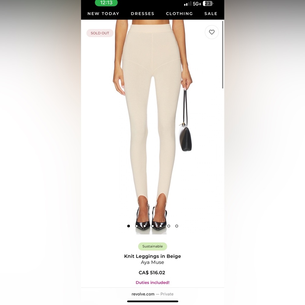 AYA MUSE Cream beige High-Waisted Leggings knit stirups